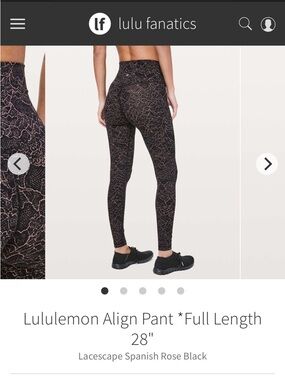 Lululemon Align Leggings in the Landscape Spanish Rose Black Pattern Size 4
